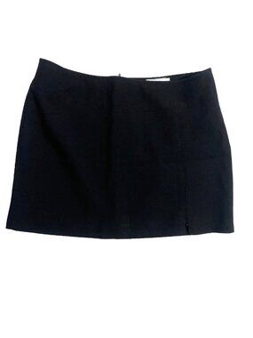 VINTAGE Y2K Black Mini Skirt Zipper Slit 16 Minimalist 90s Style OfficeWear Goth